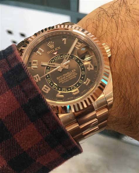 rolex sky dweller rose gold brown dial|Rolex Sky-Dweller sale.